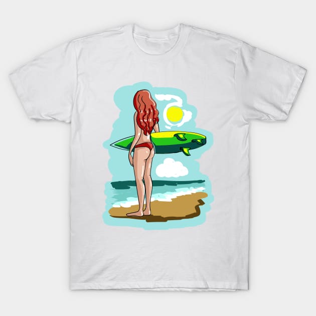 Surfer Girl T-Shirt by Daria Popkova